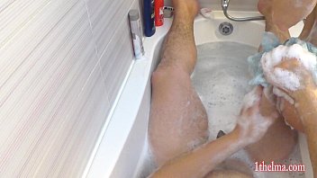 POV: Great orgasm in bath play. Amateure couple have fun at home
